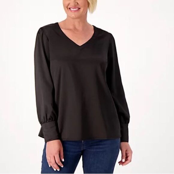 Belle by Kim Gravel Stretch Charmeuse Blouse - Picture 1 of 6